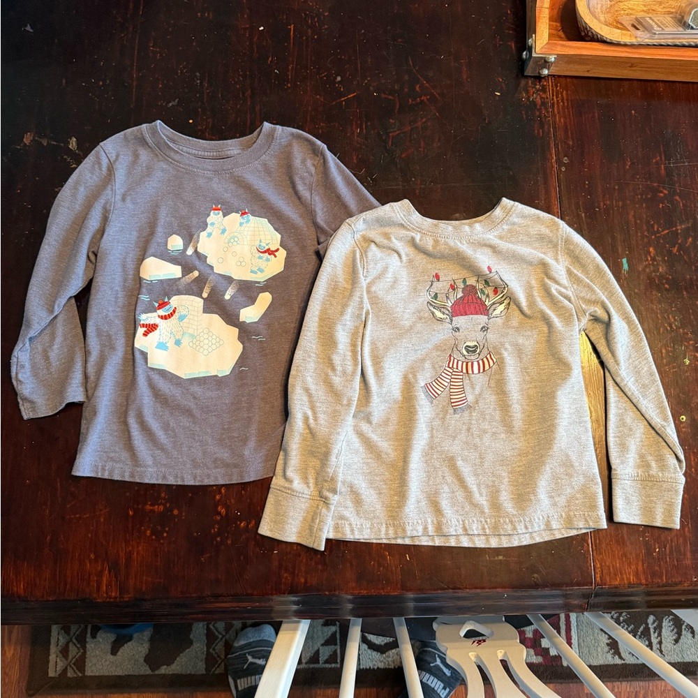 Boys Gray Long Sleeve Shirts - Set of 2